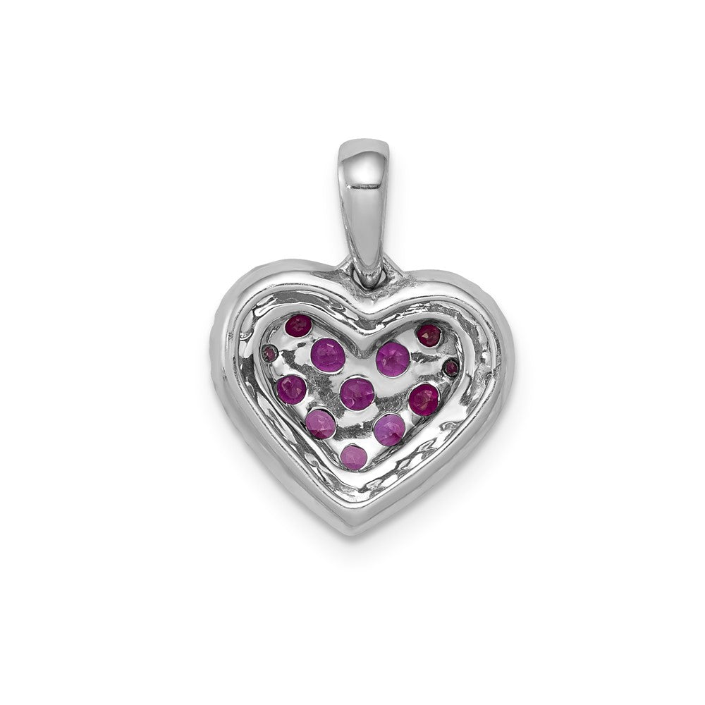 14k White Gold w/Black Rhodium Diamond/.31 Ruby Heart Pendant (1.1 grams)