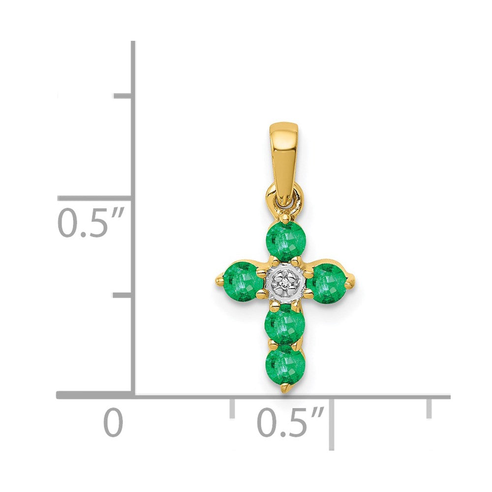 14k Emerald and Diamond Cross Pendant (0.85 grams)