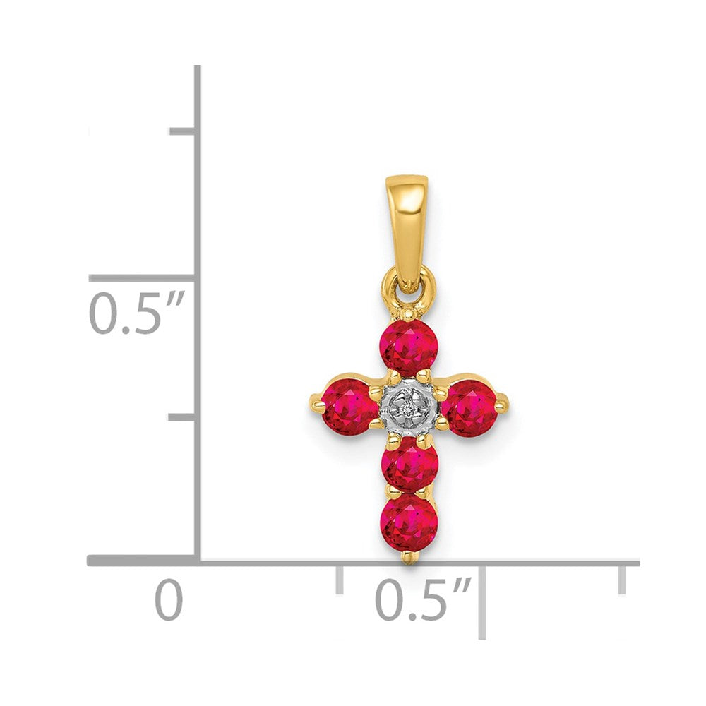 14k .30 Ruby and Diamond Cross Pendant (0.85 grams)