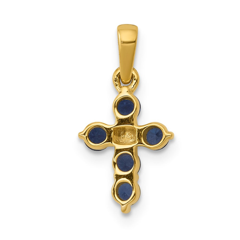 14k Sapphire and Diamond Cross Pendant (0.85 grams)