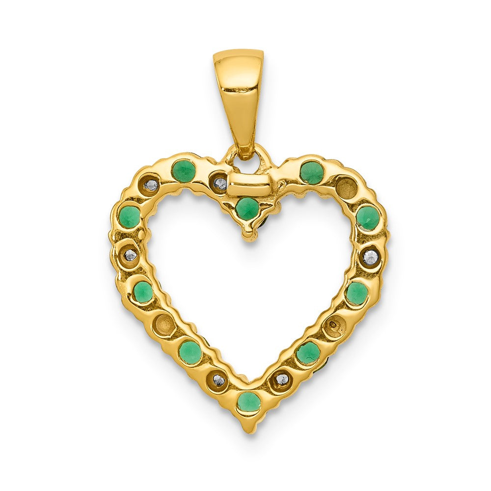 14k Diamond and Emerald Heart Pendant (1.5 grams)