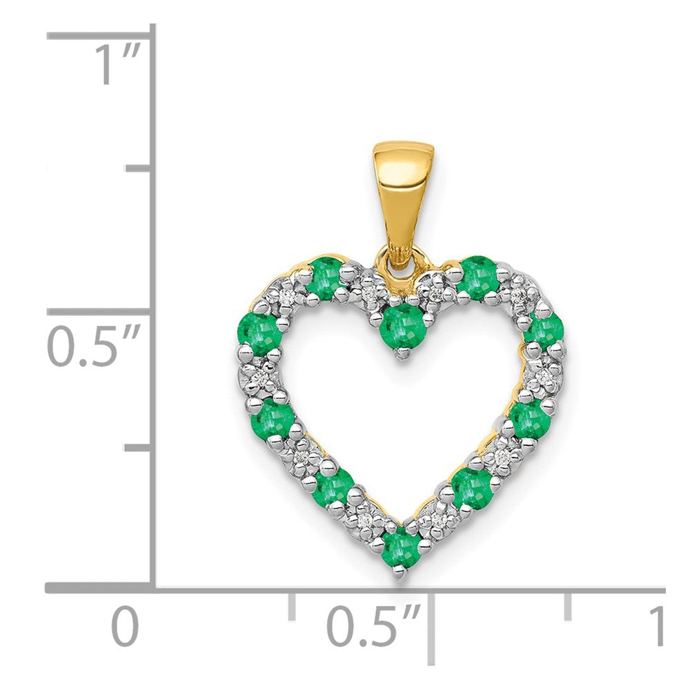 14k Diamond and Emerald Heart Pendant (1.5 grams)