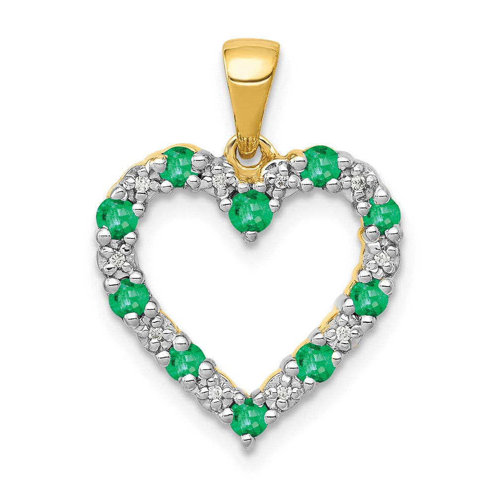 14k Diamond and Emerald Heart Pendant (1.5 grams)