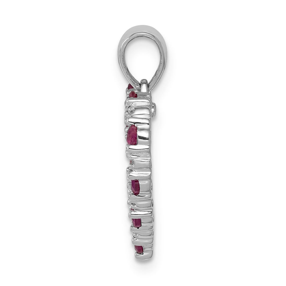 14k White Gold Diamond and .35 Ruby Heart Pendant (1.5 grams)