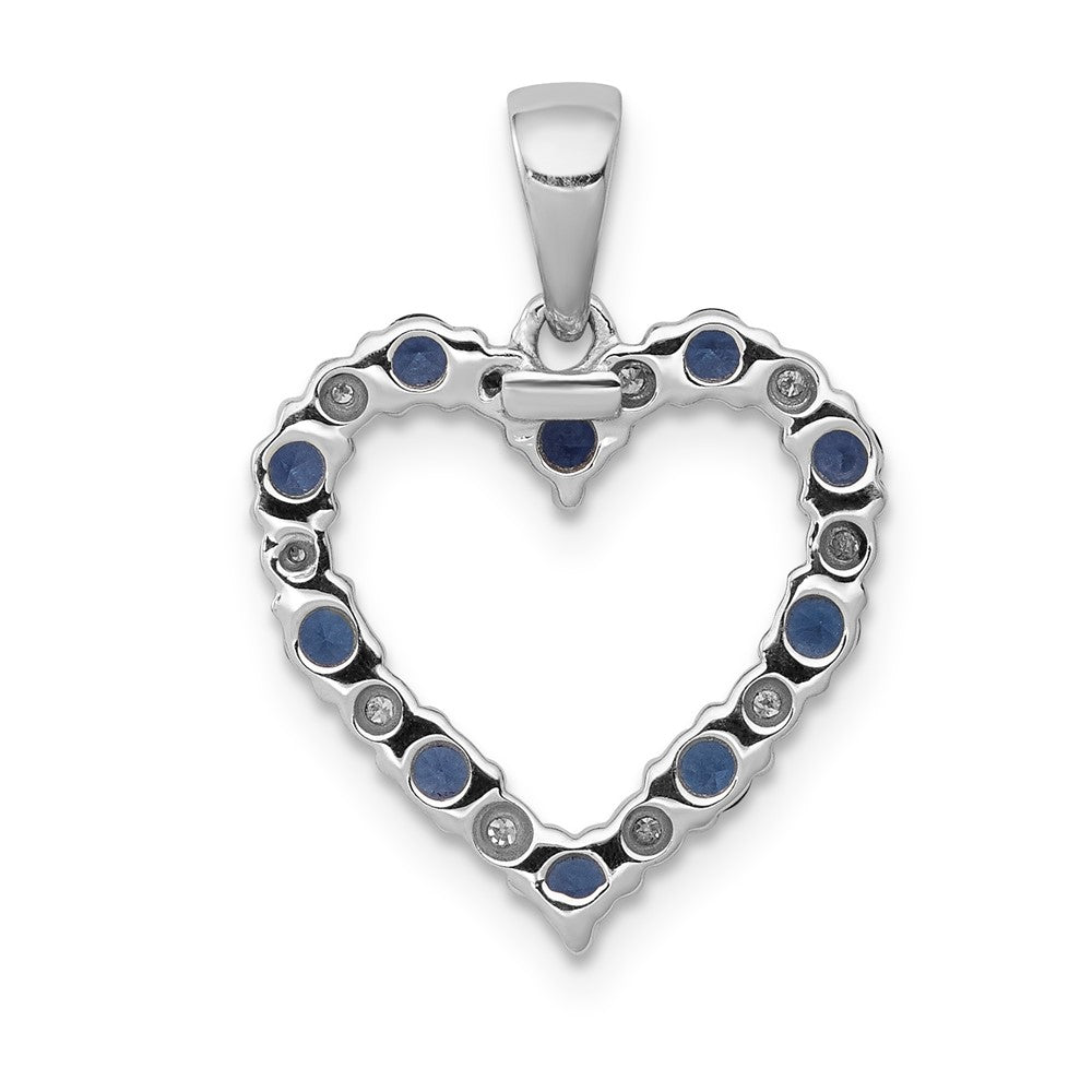 14k White Gold Diamond and Sapphire Heart Pendant (1.5 grams)