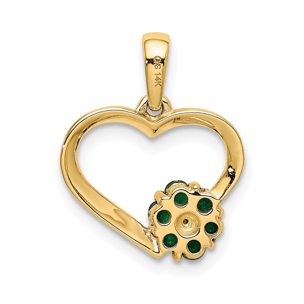 14k Diamond and Emerald Heart and Flower Pendant (1.05 grams)