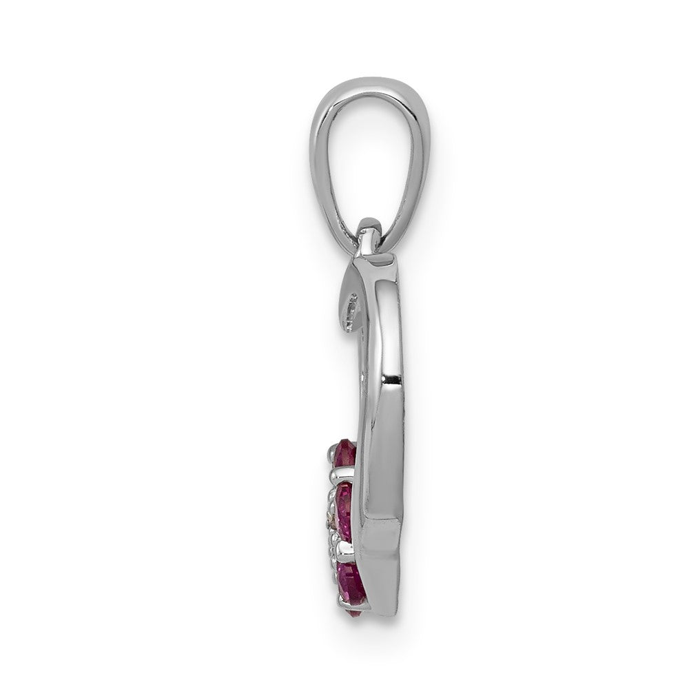 14k White Gold Diamond and Ruby Heart w/ Flower Pendant (1.05 grams)