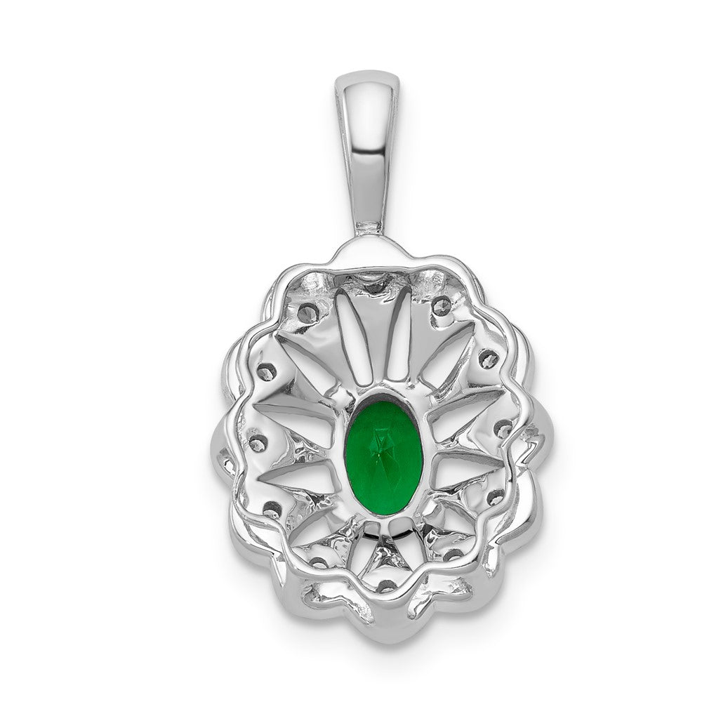 14k White Gold Fancy Diamond and Oval Emerald Pendant (2.25 grams)