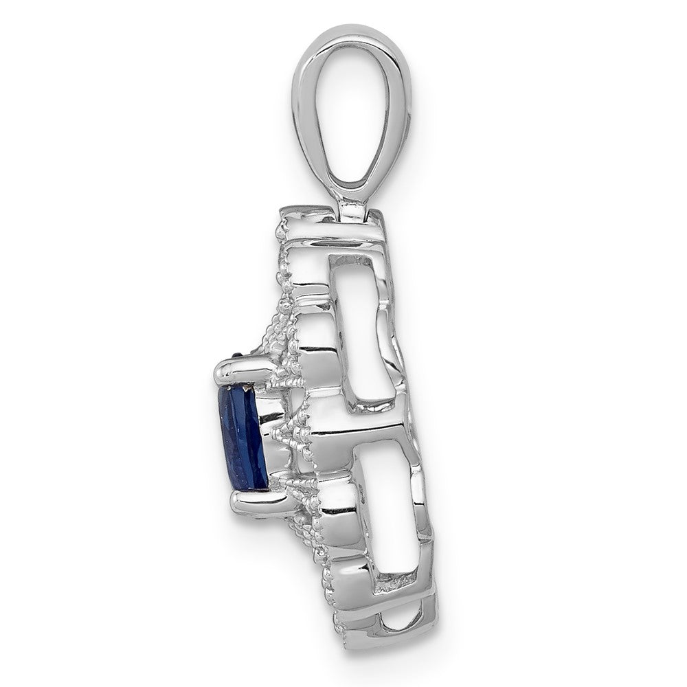 14k White Gold Fancy Diamond and .57 Sapphire Pendant (2.25 grams)