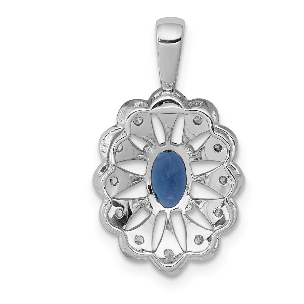 14k White Gold Fancy Diamond and .57 Sapphire Pendant (2.25 grams)