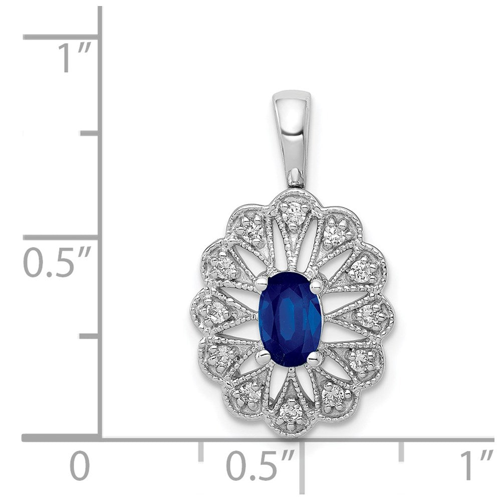 14k White Gold Fancy Diamond and .57 Sapphire Pendant (2.25 grams)