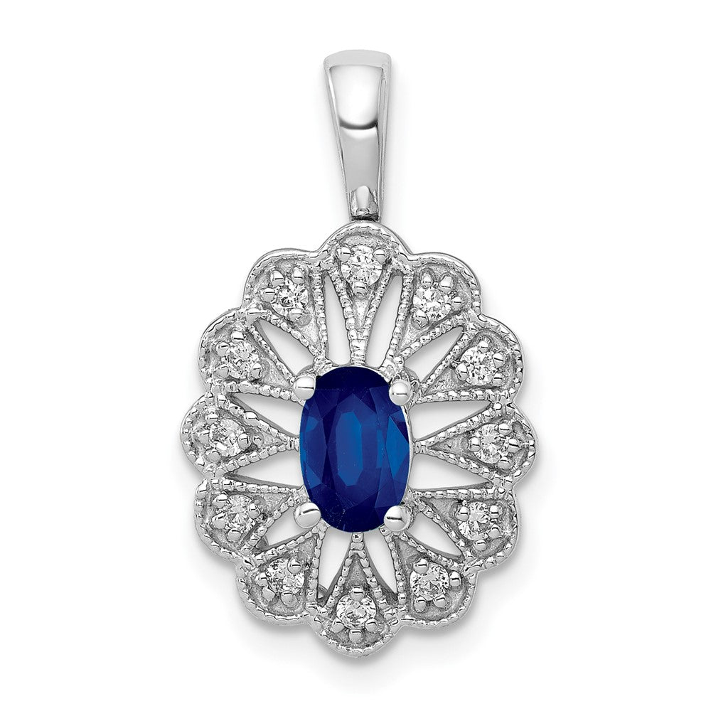 14k White Gold Fancy Diamond and .57 Sapphire Pendant (2.25 grams)