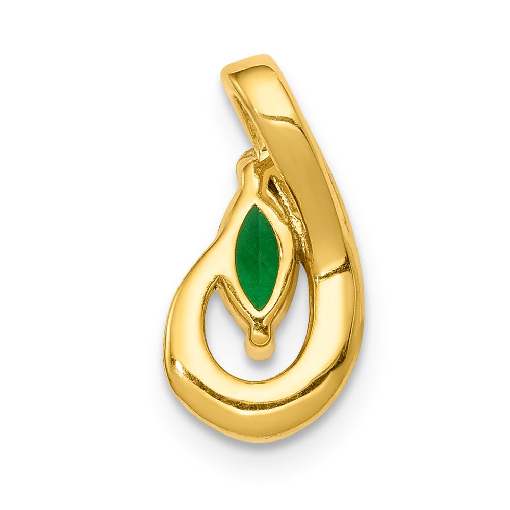 14k Teardrop Diamond and Emerald Pendant (0.95 grams)