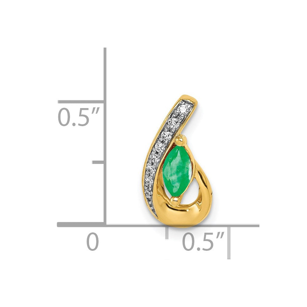 14k Teardrop Diamond and Emerald Pendant (0.95 grams)