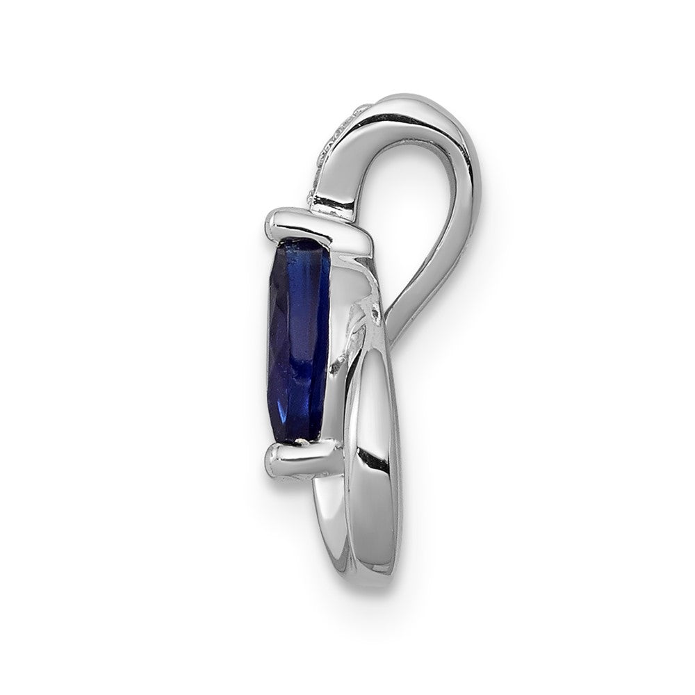 14k White Gold Diamond and .28 Sapphire Teardrop Slide (0.95 grams)