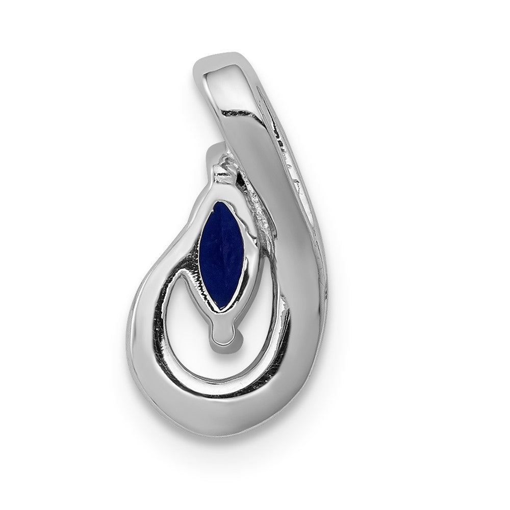 14k White Gold Diamond and .28 Sapphire Teardrop Slide (0.95 grams)