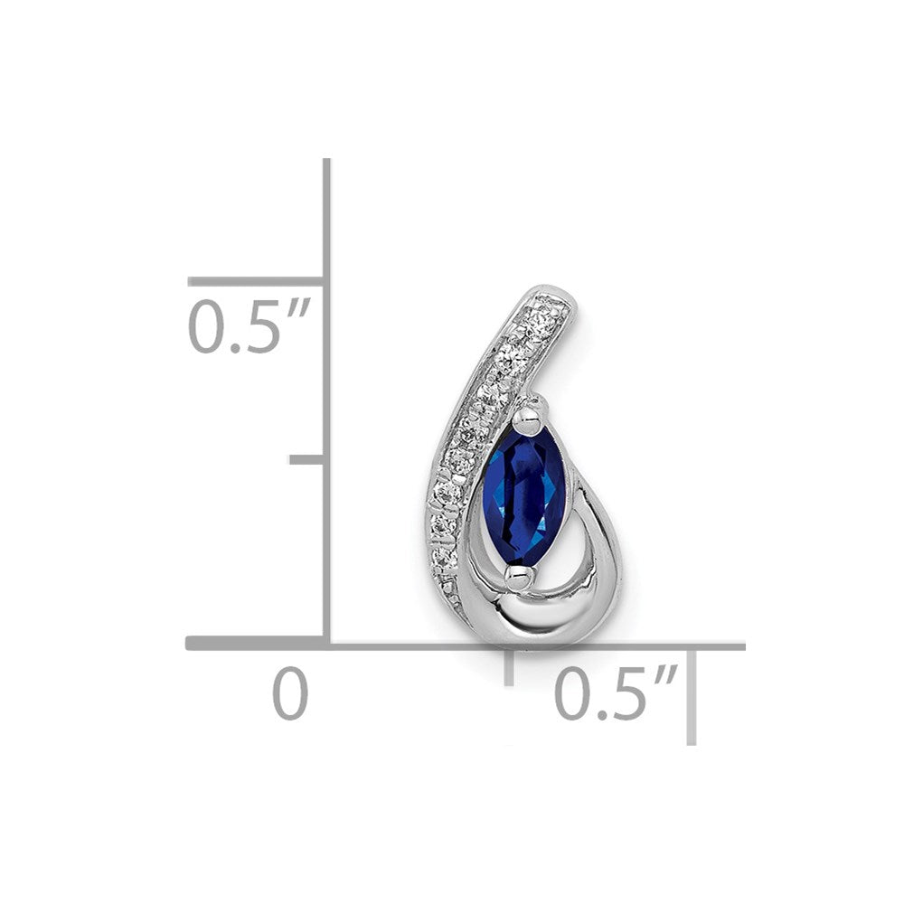 14k White Gold Diamond and .28 Sapphire Teardrop Slide (0.95 grams)