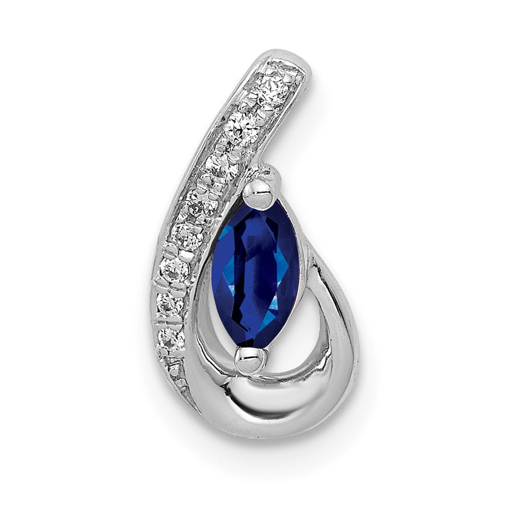 14k White Gold Diamond and .28 Sapphire Teardrop Slide (0.95 grams)