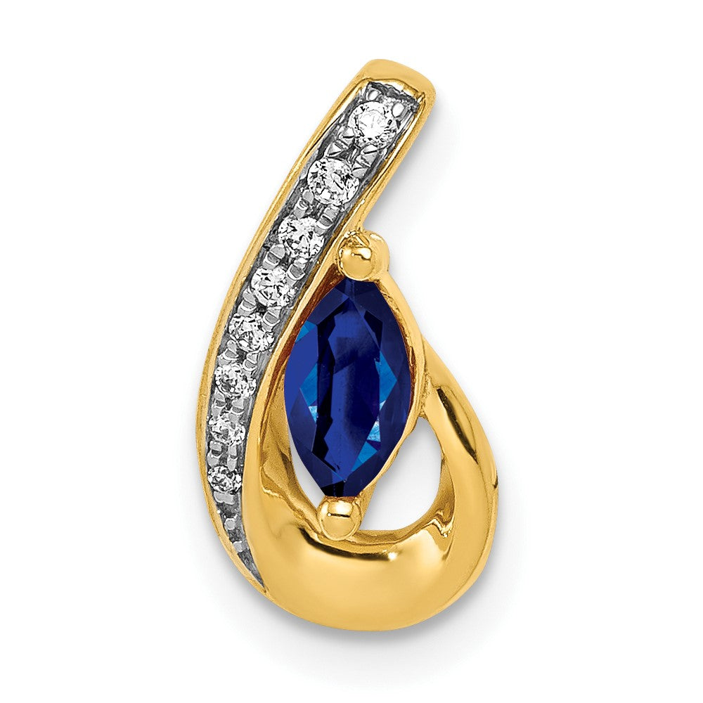 14k Diamond and .28 Sapphire Teardrop Slide (0.95 grams)