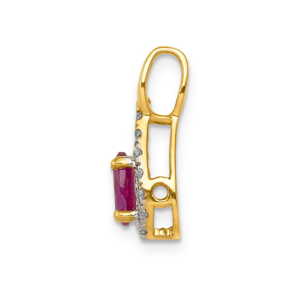 14k Diamond and Oval .50 Ruby Pendant (0.85 grams)