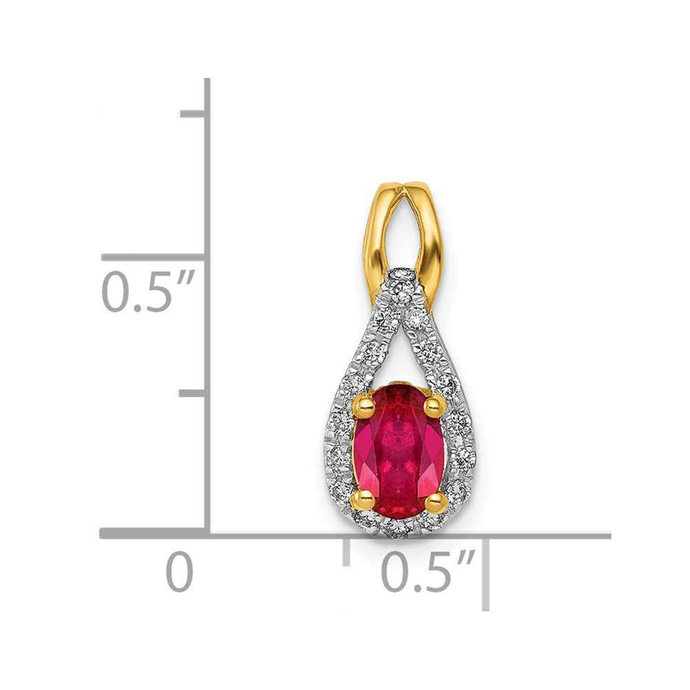 14k Diamond and Oval .50 Ruby Pendant (0.85 grams)