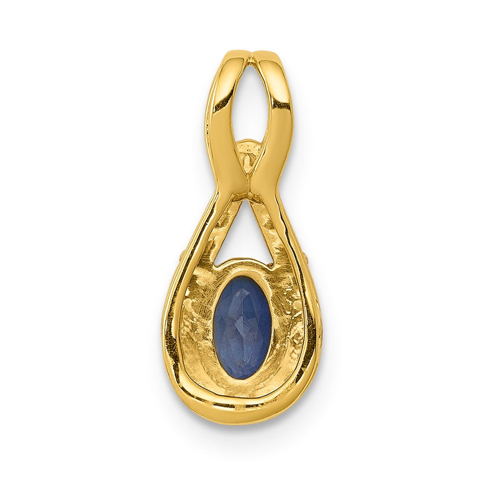 14k Diamond and Sapphire Teardrop Halo Pendant (0.85 grams)