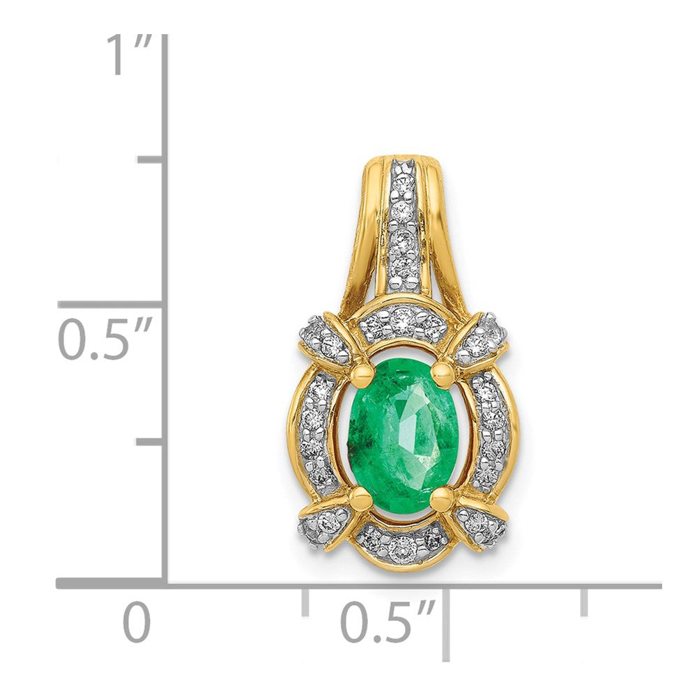 14k Fancy Diamond and Oval Emerald Pendant (1.9 grams)