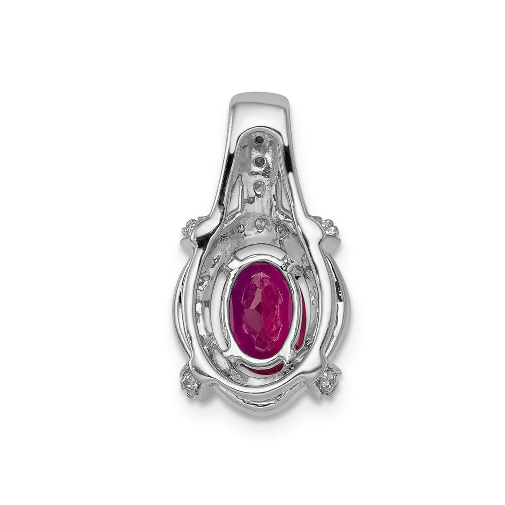 14k White Gold 1/5ct. Diamond and 1.10 Ruby Pendant (1.9 grams)