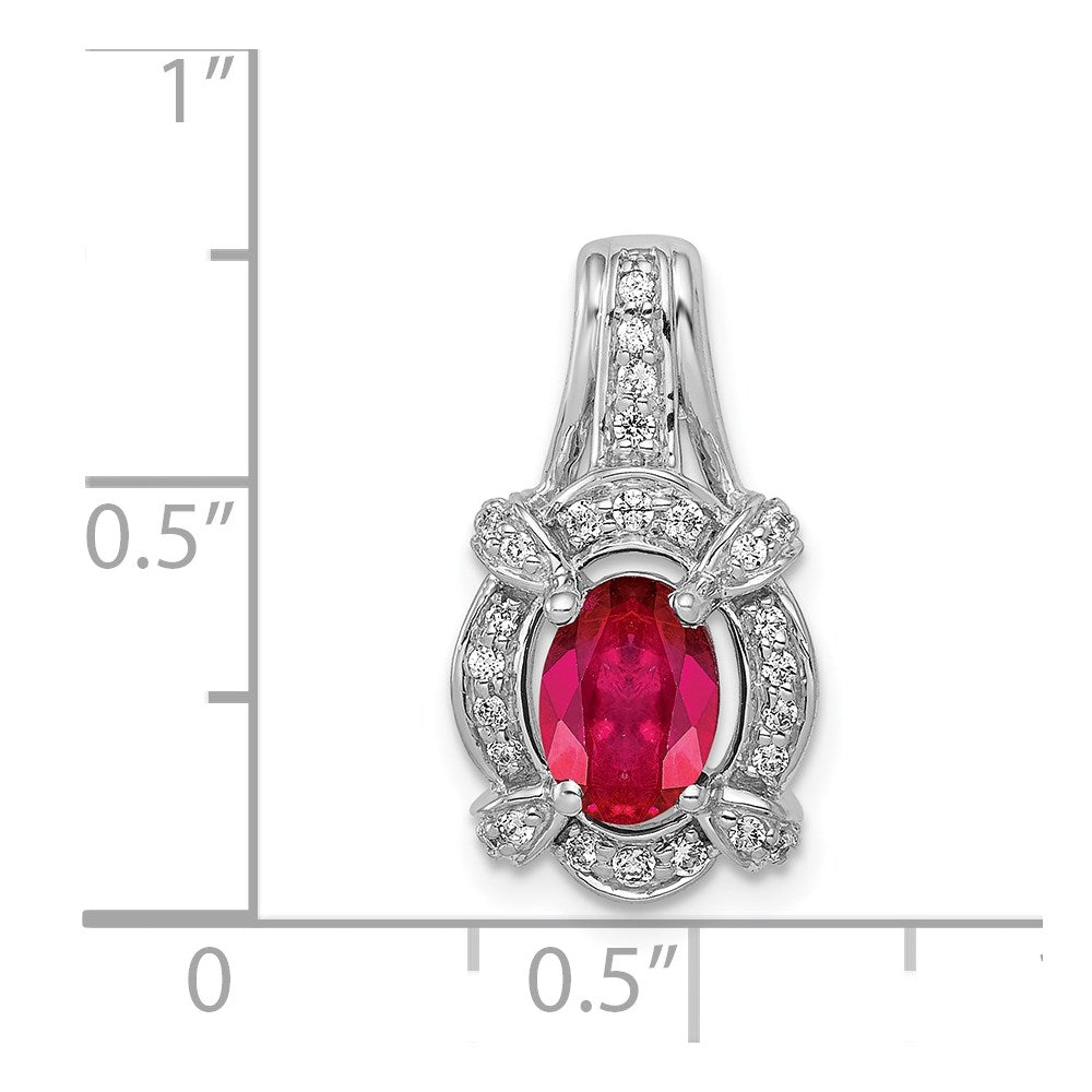 14k White Gold 1/5ct. Diamond and 1.10 Ruby Pendant (1.9 grams)