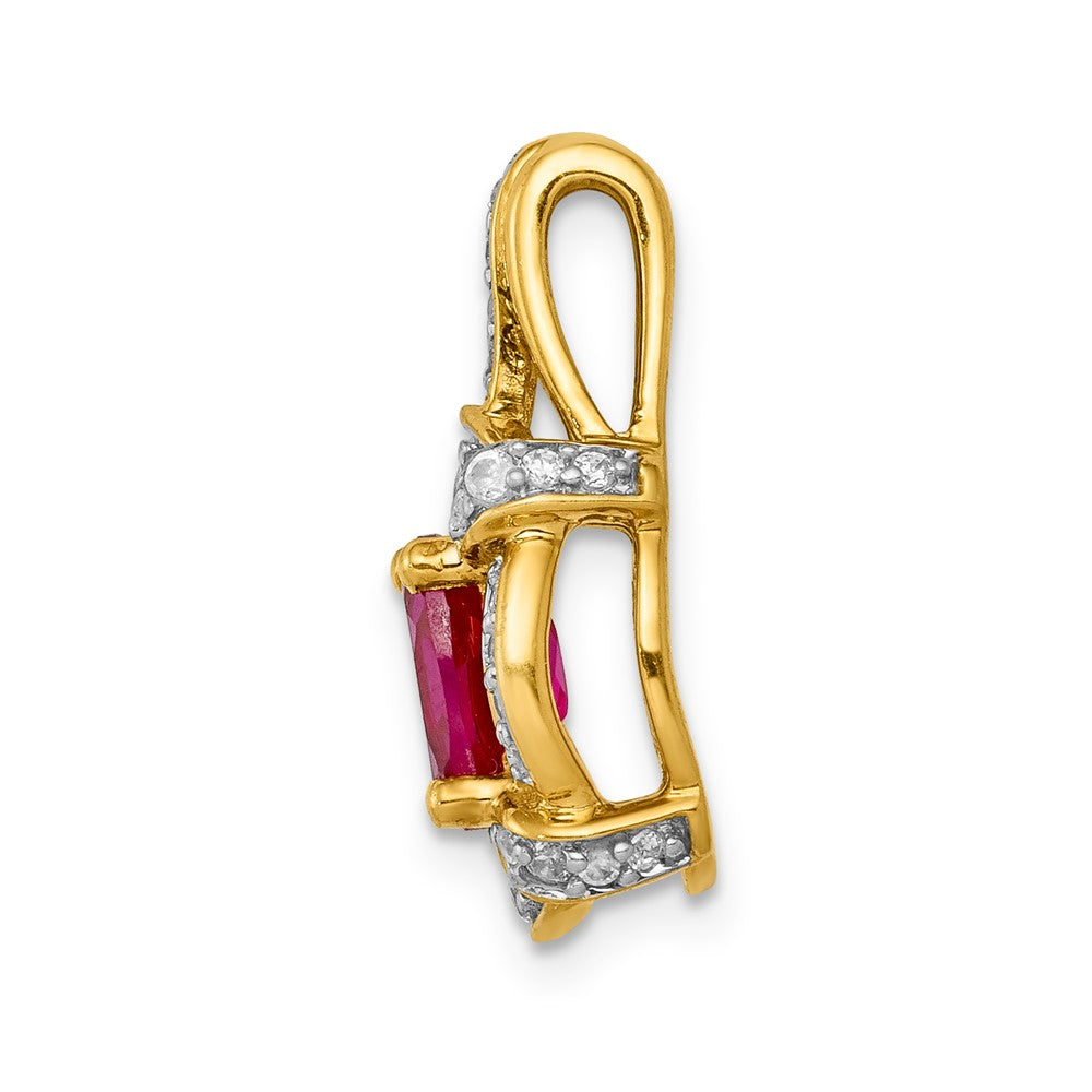 14k 1/5ct. Diamond and 1.10 Ruby Pendant (1.9 grams)