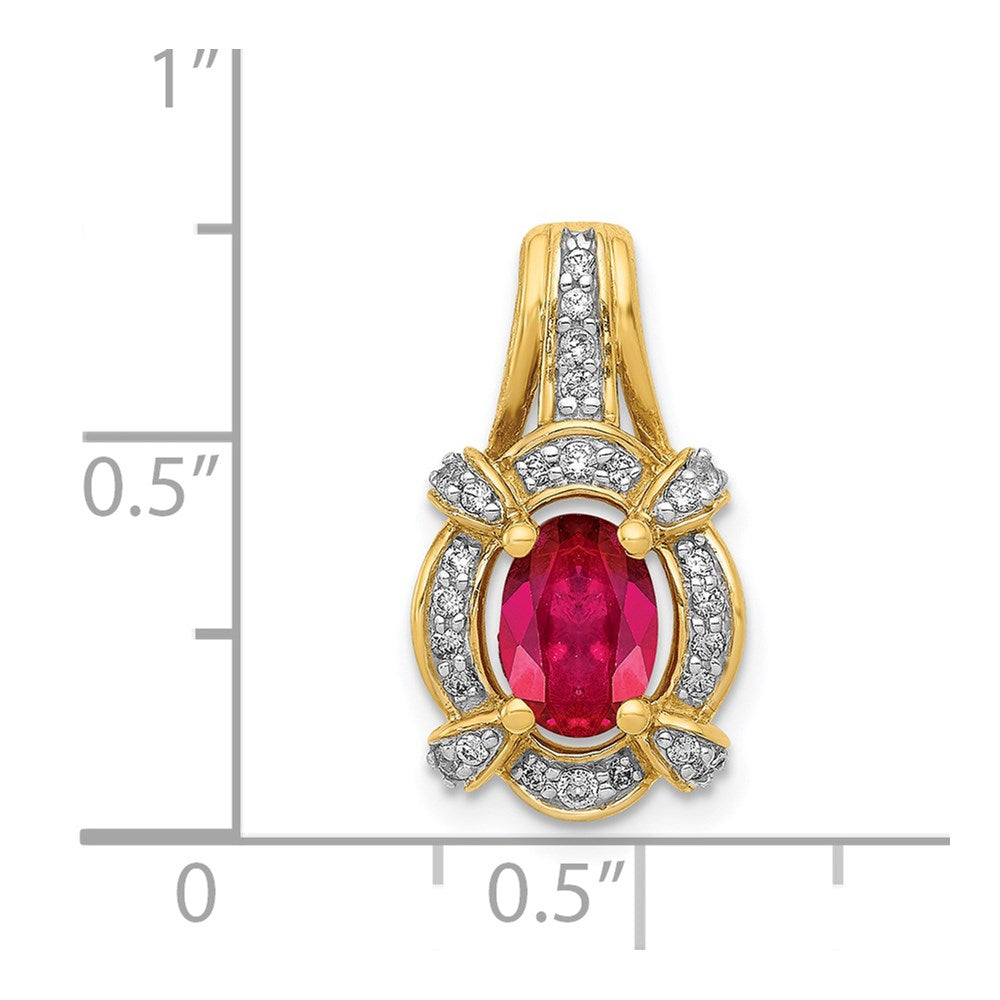 14k 1/5ct. Diamond and 1.10 Ruby Pendant (1.9 grams)