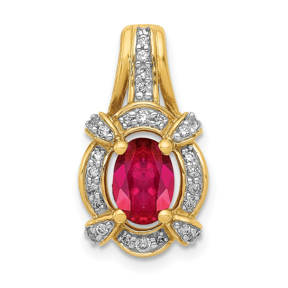 14k 1/5ct. Diamond and 1.10 Ruby Pendant (1.9 grams)