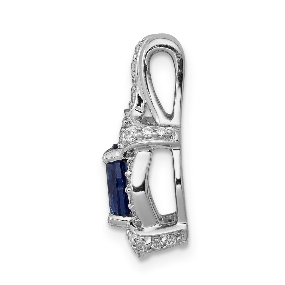 14k White Gold Diamond and Sapphire Fancy Oval Pendant (1.9 grams)