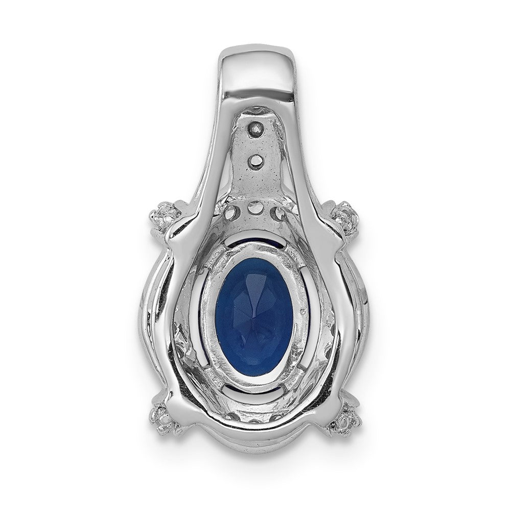 14k White Gold Diamond and Sapphire Fancy Oval Pendant (1.9 grams)