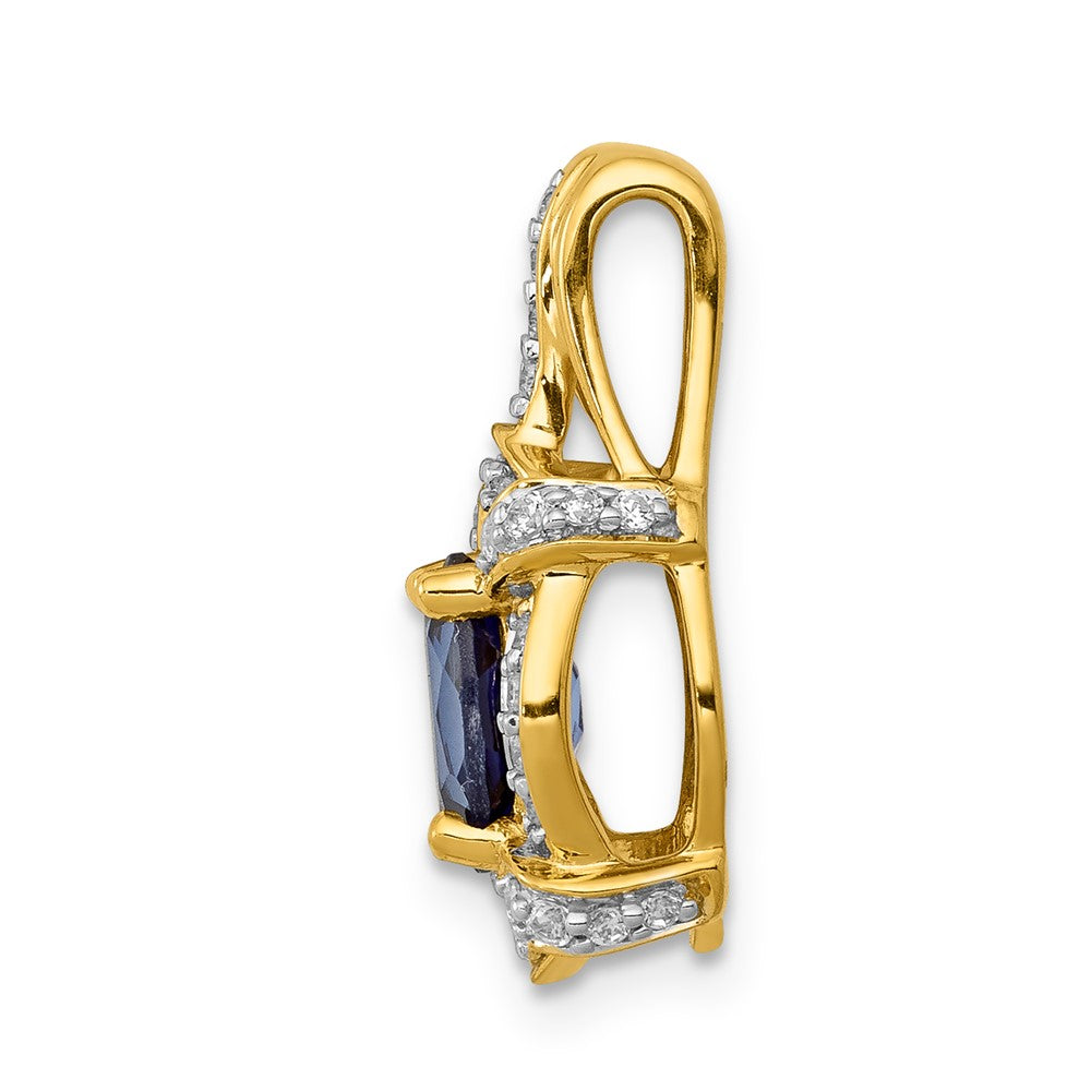 14k Diamond and Sapphire Fancy Oval Pendant (1.9 grams)