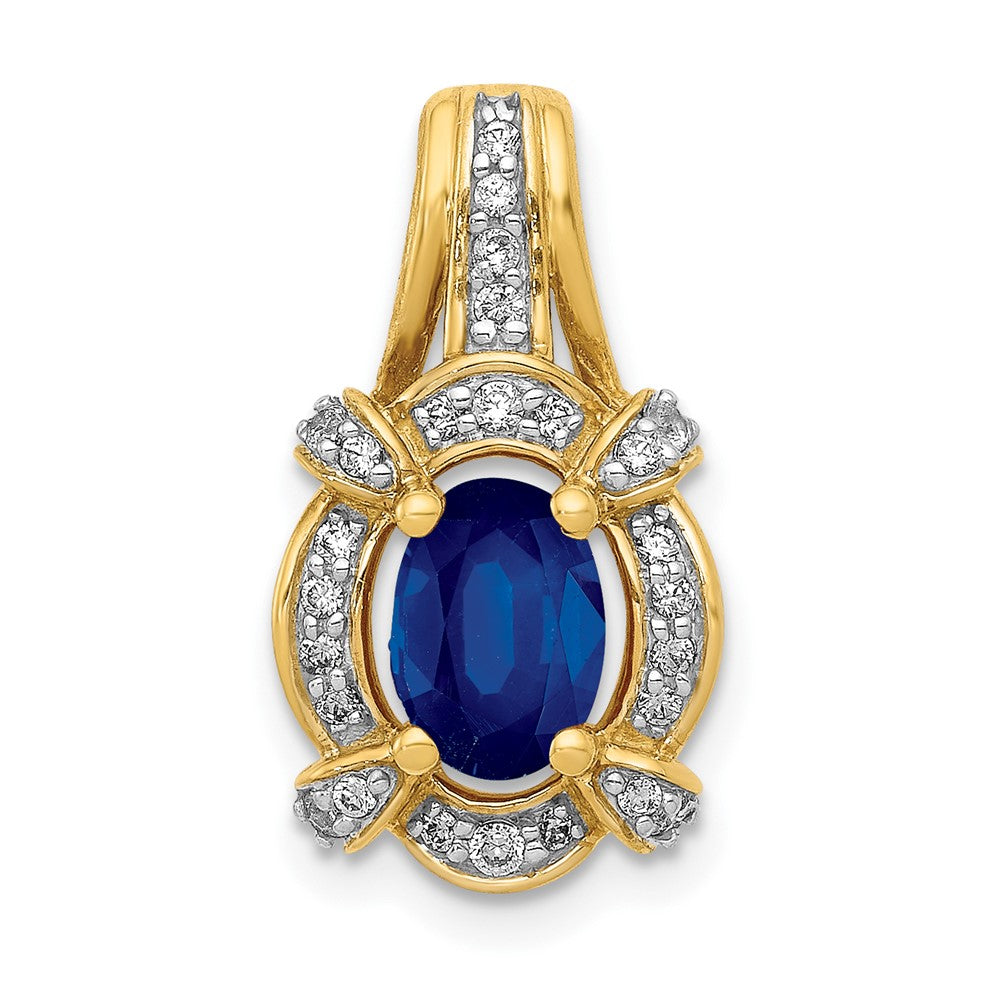 14k Diamond and Sapphire Fancy Oval Pendant (1.9 grams)