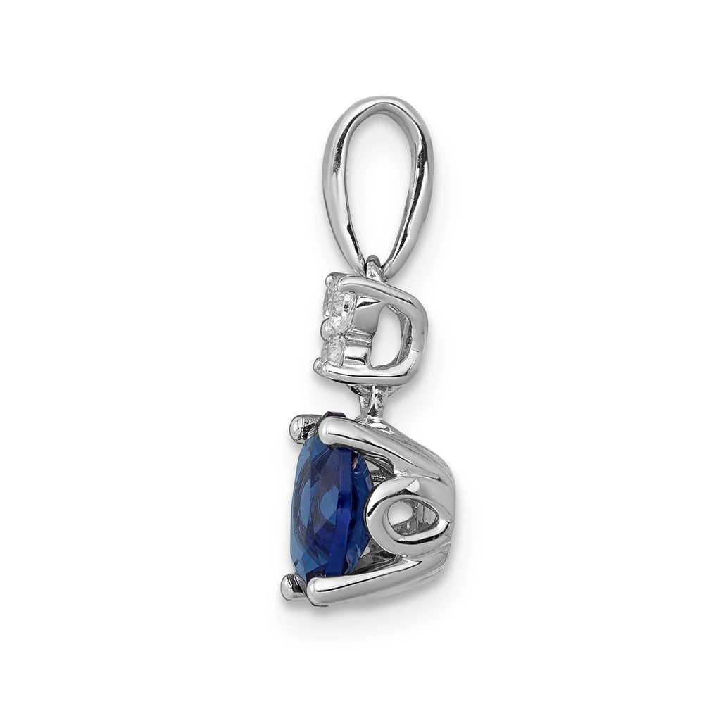 14k White Gold Diamond and .82 Oval Sapphire Pendant (0.85 grams)