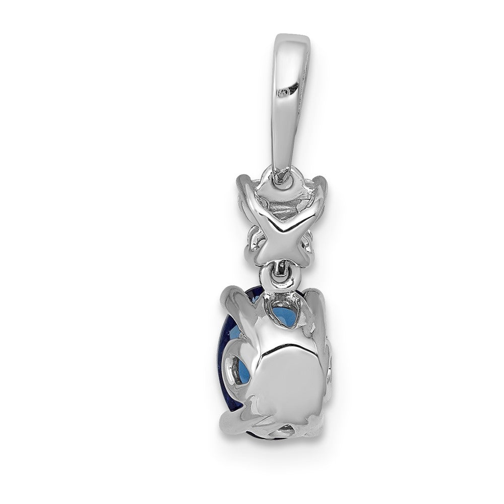 14k White Gold Diamond and .82 Oval Sapphire Pendant (0.85 grams)