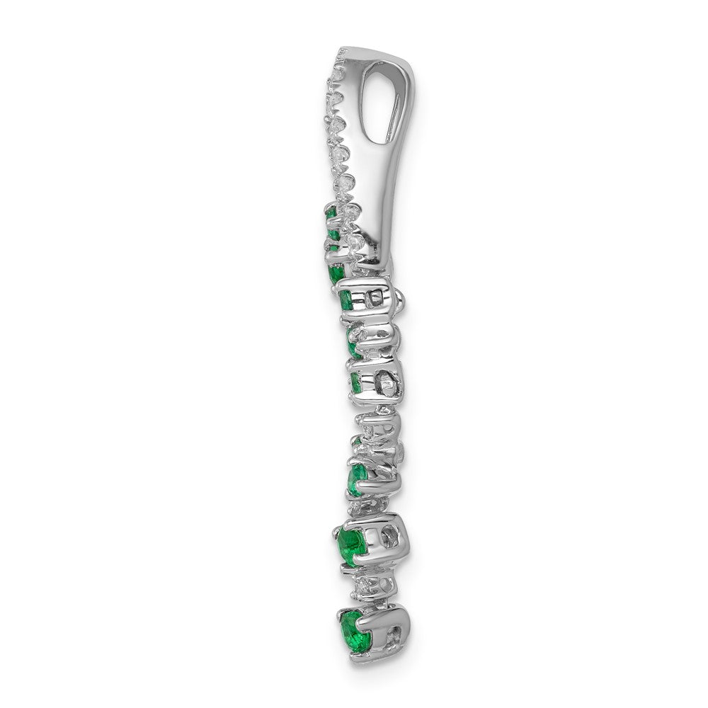 14k White Gold Fancy Diamond and Emerald Chain Slide (1.95 grams)