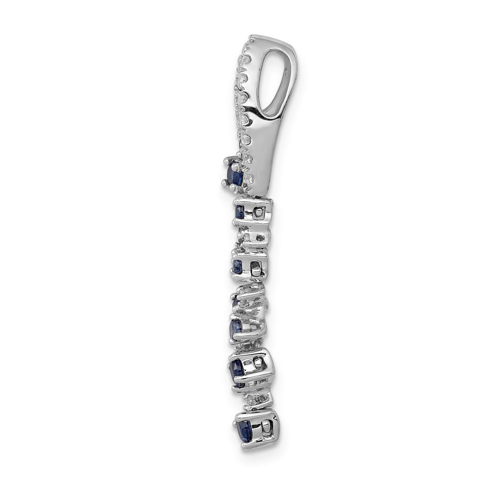 14k White Gold 1/5ct. Diamond and .36 Sapphire Chain Slide (1.95 grams)