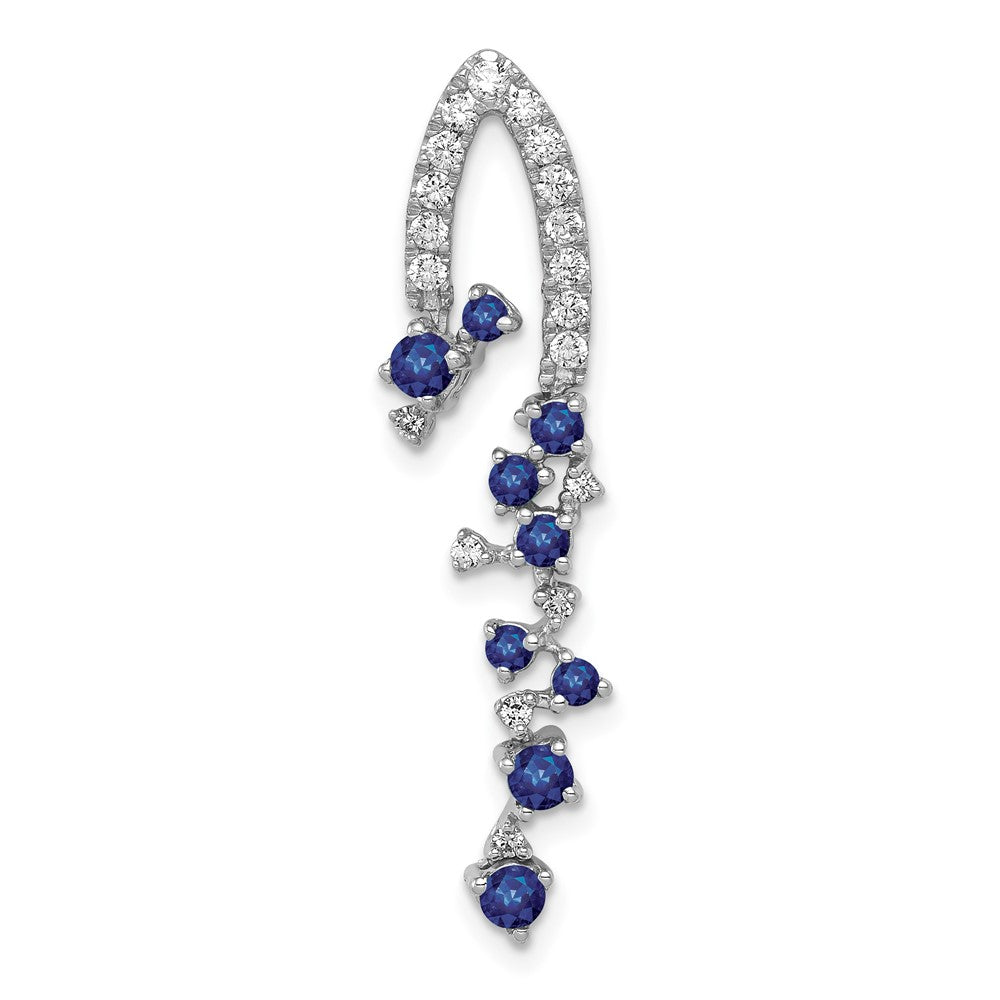 14k White Gold 1/5ct. Diamond and .36 Sapphire Chain Slide (1.95 grams)