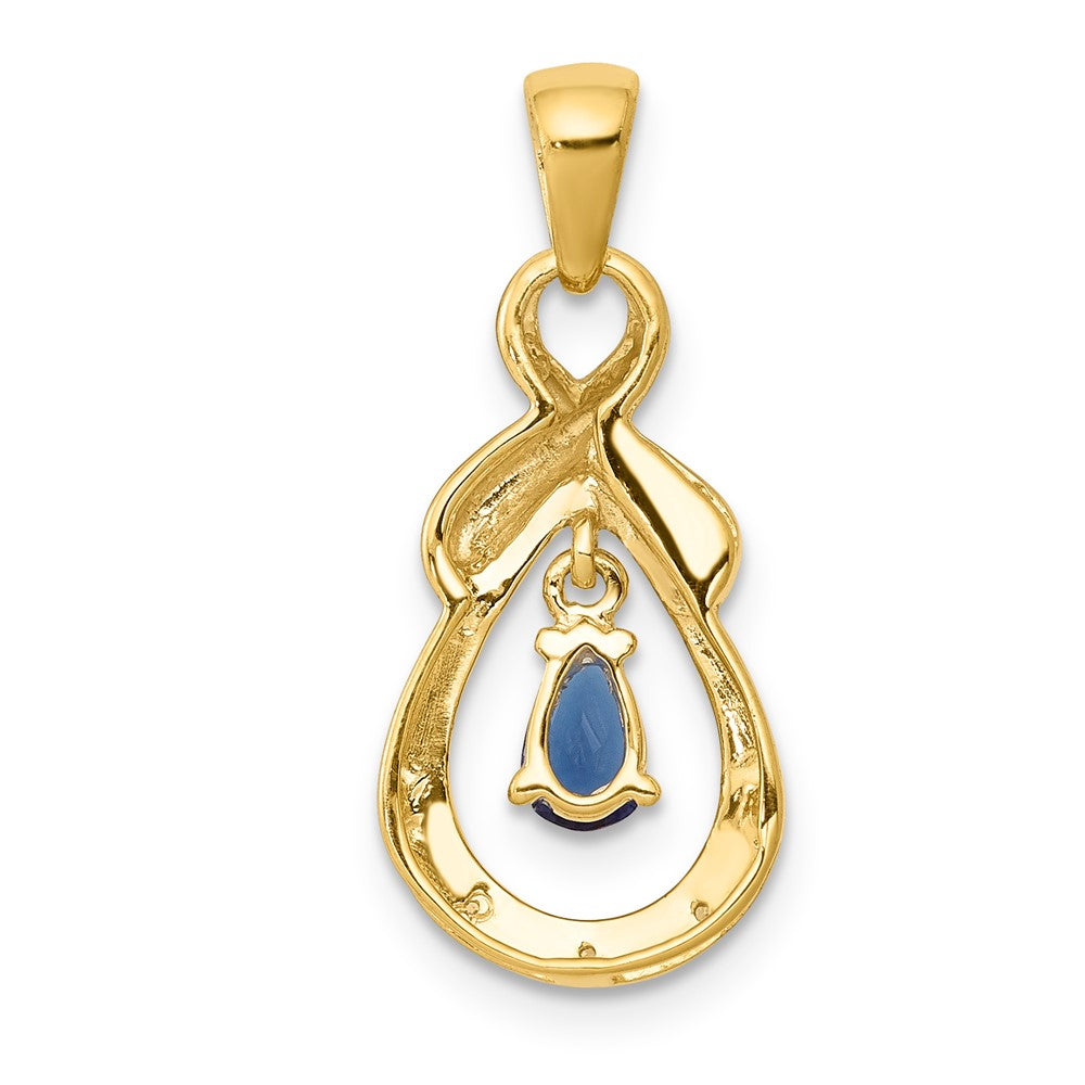 14k Pear Sapphire and Diamond Dangle Pendant (1.15 grams)