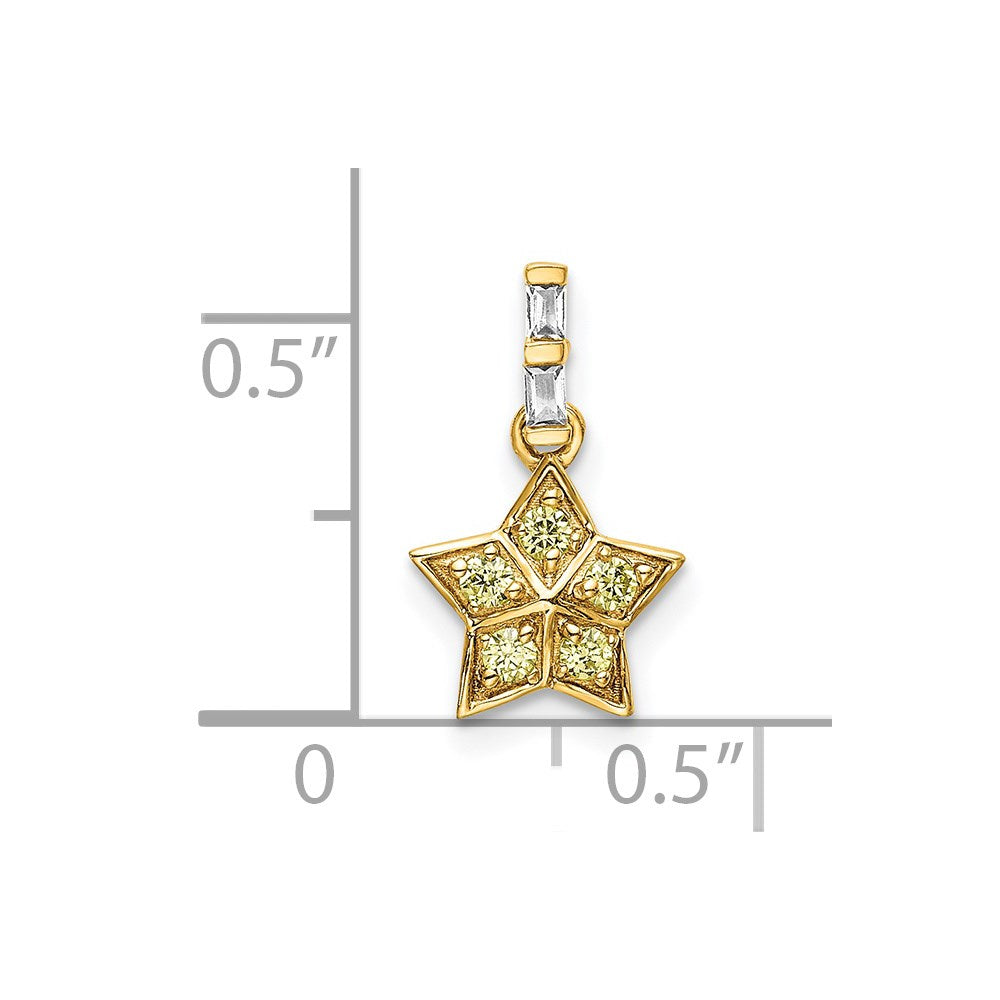 14k Diamond and Yellow Sapphire Star Pendant (0.65 grams)