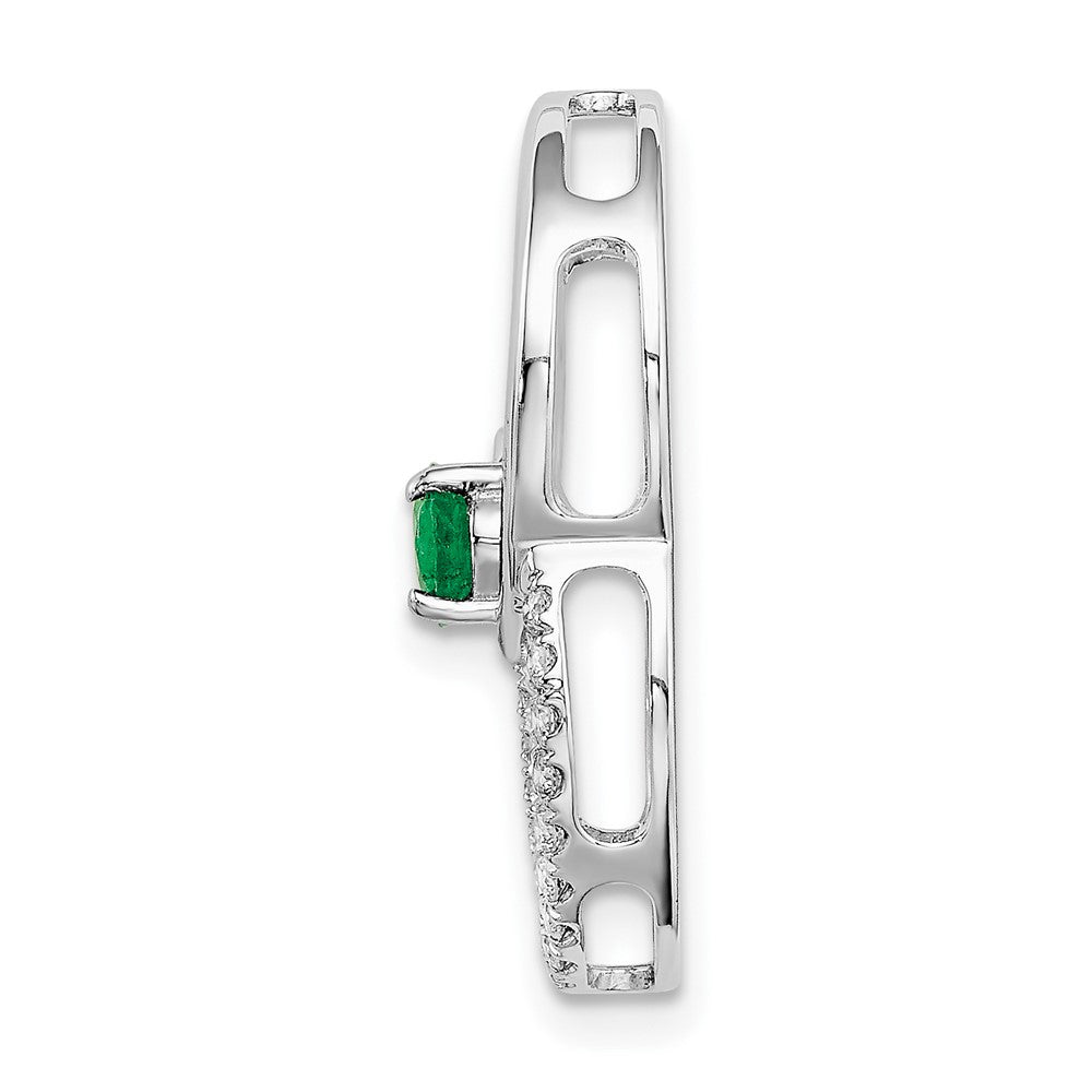 14k White Gold Emerald Double Circle Diamond Chain Slide (1.4 grams)