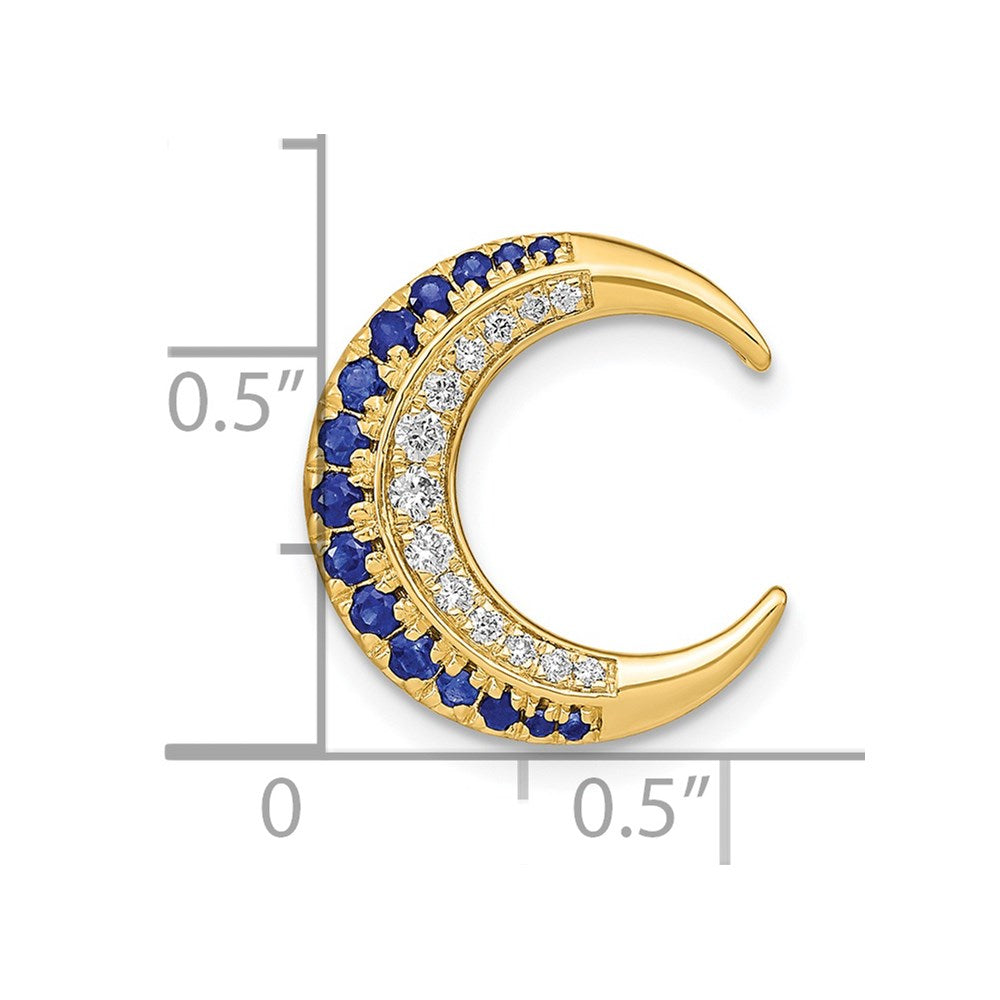 14k Polished Moon Sapphire and Diamond Chain Slide (2.05 grams)