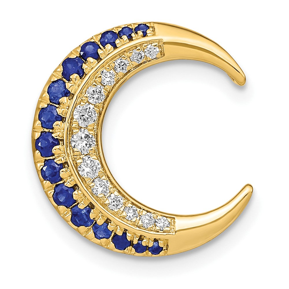 14k Polished Moon Sapphire and Diamond Chain Slide (2.05 grams)