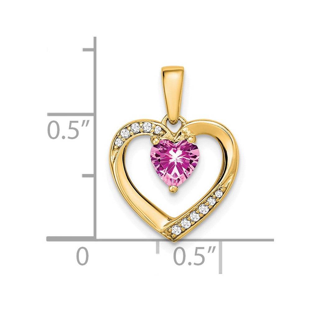 14k Pink Sapphire and Diamond Heart Pendant (1.65 grams)