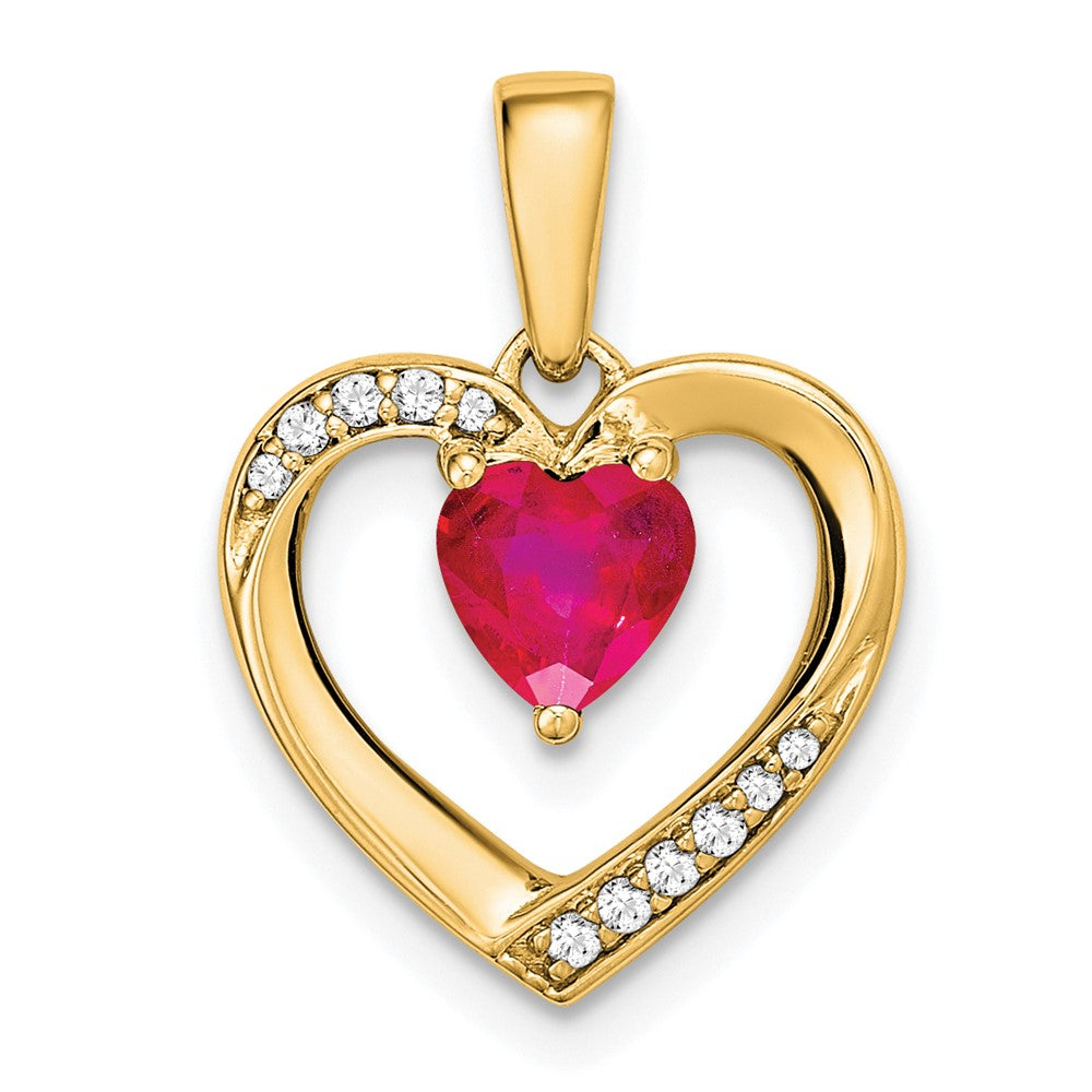 14k Ruby and Diamond Heart Pendant (1.65 grams)