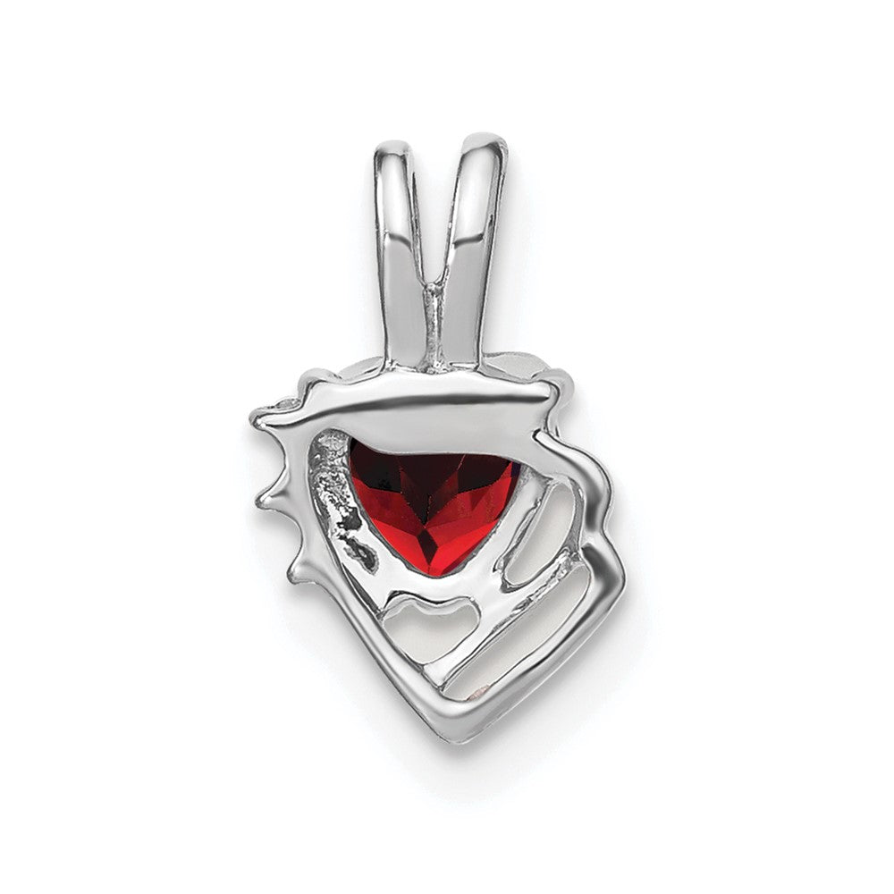 14k White Gold Garnet and Diamond Pendant (0.7 grams)