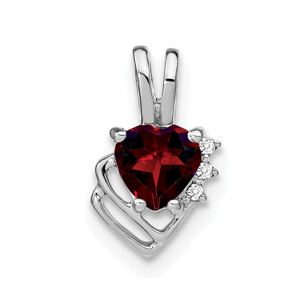 14k White Gold Garnet and Diamond Pendant (0.7 grams)